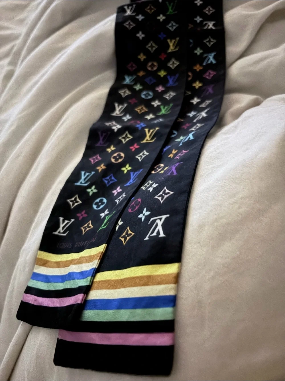 Louis Vuitton x Takashi Murakami Bandeau Silk Scarf- Authentic